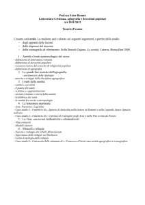 Prof.ssa Ester Brunet Letteratura Cristiana, agiografia e devozioni