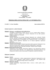CLASSE 1 A Liceo Scientifico Anno scolastico 2015/16