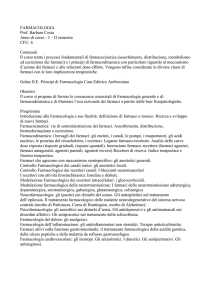 Farmacologia - Corso di Laurea in Biotecnologie