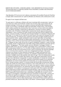 Intervento integrale Papa Benedetto XVI sulle tecnologie della