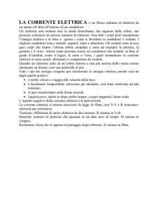 LA CORRENTE ELETTRICA è un flusso ordinato di elettroni da un