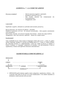 LEZIONI 6 e 7 : LA COMUNICAZIONE