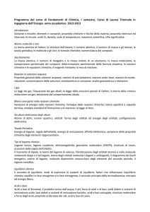 Programma del corso di Fondamenti di Chimica, I semestre, Corso