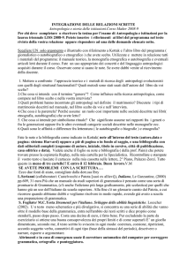 INTEGRAZIONE DELLE RELAZIONI SCRITTE