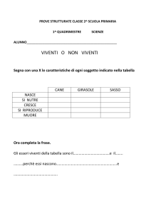 VERIFICA I QUADRIMESTRE CLASSE II SCIENZE