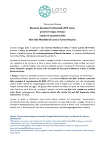 Comunicato Stampa Maurizia Cacciatori testimonial LOTO Onlus