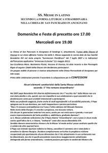SS. Messe in latino secondo la forma liturgica straordinaria nella