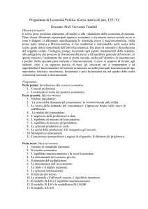 Programma di Economia Politica (Corso matricole pari, CFU 9)