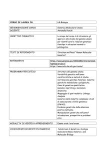 Genetica Molecolare Umana - Corso di Laurea in Biologia