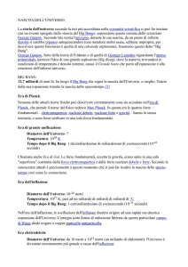 NASCITA DELL`UNIVERSO La storia dell`universo secondo la tesi