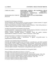 programma del corso di economia applicata all`ingegneria