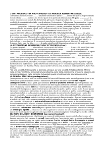 Esercizi sul lessico specifico dell`alimentazione