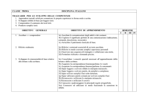 CLASSE PRIMA DISCIPLINA: ITALIANO