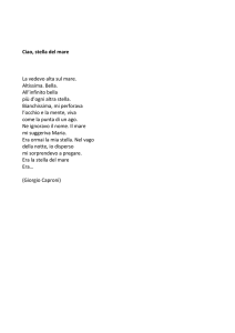 Ciao, stella del mare La vedevo alta sul mare. Altissima. Bella. All