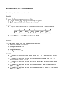 Esercizi - Probabilità e variabili casuali