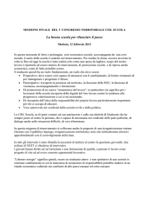 mozione finale del iv congresso territoriale cisl scuola
