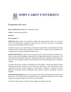 Programma del corso Nome e Codice del Corso: GRK 101