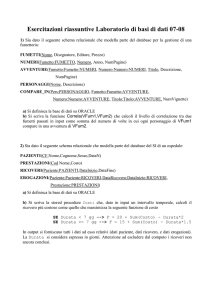 Esercitazioni riassuntive Laboratorio di basi di dati 07