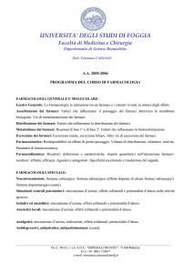 Farmacologia - Facoltà di Medicina e Chirurgia