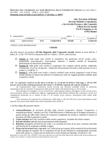 la domanda di iscrizione all`albo regionale delle cooperative sociali