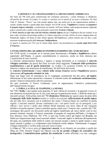 CAPITOLO V: IL COLONIALISMO E LA RIVOLUZIONE AMERICANA