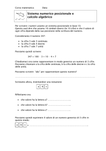 Sistema numerico posizionale e calcolo algebrico