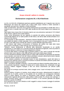 Acque minerali: settore in crescita