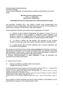 Programma dettagliato - Dipartimento di Sociologia e Ricerca
