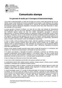 Comunicato stampa Tre giornate di studio per il Convegno di
