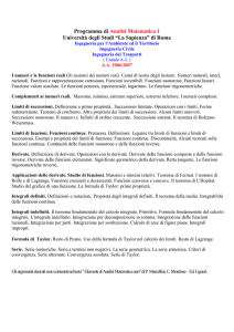 Programma del corso di Analisi Matematica I