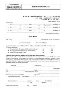 Domanda d`ospitalità - Casa di Riposo e residenza per Anziani