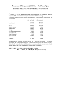 Esercizi sulla valutazione della convenienza degli investimenti
