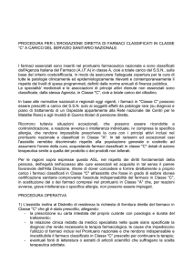PROCEDURA PER L`EROGAZIONE DIRETTA DI FARMACI