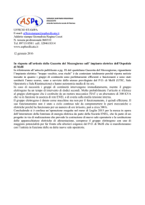 Precisazione articolo ospedale di Melfi