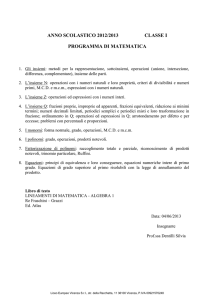 ANNO SCOLASTICO 2012/2013 CLASSE I PROGRAMMA DI