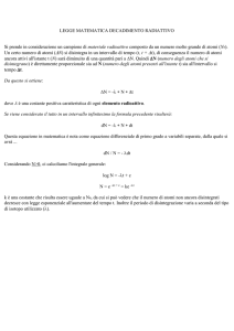 legge matematica decadimento radiattivo