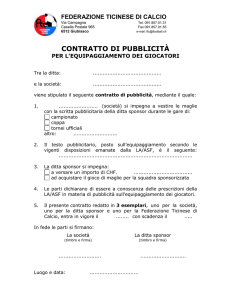 Contratto di pubblicità sull`equipaggiamento dei giocatori