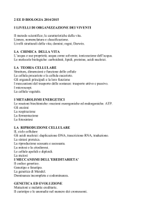 2 EE D BIOLOGIA 2014/2015 I LIVELLI DI ORGANIZZAZIONE DEI