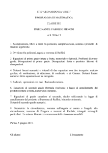 ITIS “LEONARDO DA VINCI” PROGRAMMA DI MATEMATICA
