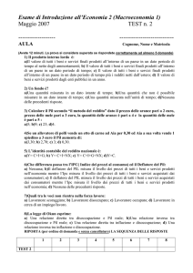 Esame di Introduzione all`Economia 2 (Macroeconomia 1)