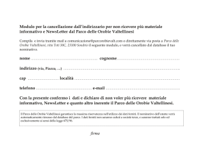 Modulo d`iscrizione alle NewsLetter del Parco delle Orobie Valtellinesi