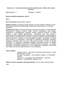 Disciplina: C.I. Anatomia Comparata e Evoluzione Biologica