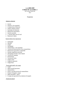 Algebra 1 - Dipartimento di Matematica e Informatica