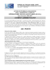 Bando ammissione Corso OSS- corso abbreviato
