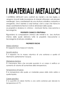 I MATERIALI METALLICI sono costituiti da metalli o da loro leghe, e