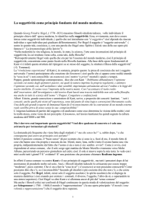 La soggettività come principio fondante del mondo