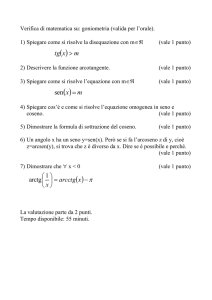 Verifica di matematica su: goniometria (valida per l`orale)