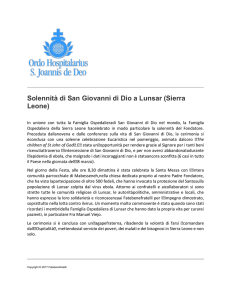 Solennità di San Giovanni di Dio a Lunsar (Sierra Leone)