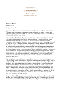 Benedetto XVI Catechesi sul Salmo 136 (135) Il Grande Hallel