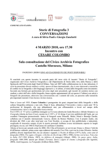 COMUNICATO STAMPA Storie di Fotografia 3 CONVERSAZIONI A cura di